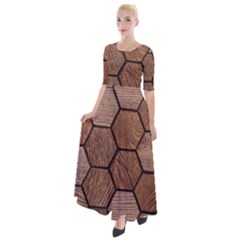 Wooden Triangles Texture, Wooden ,texture, Wooden Half Sleeves Maxi Dress by nateshop