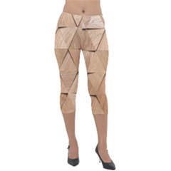 Wooden Triangles Texture, Wooden Wooden Lightweight Velour Capri Leggings  by nateshop