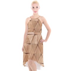 Wooden Triangles Texture, Wooden Wooden High-low Halter Chiffon Dress  by nateshop