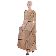 Wooden Triangles Texture, Wooden Wooden Half Sleeves Maxi Dress by nateshop