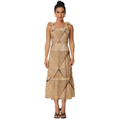 Wooden Triangles Texture, Wooden Wooden Tie-strap Tiered Midi Chiffon Dress by nateshop