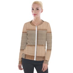 Wooden Wickerwork Textures, Square Patterns, Vector Velvet Zip Up Jacket by nateshop