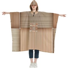 Wooden Wickerwork Textures, Square Patterns, Vector Women s Hooded Rain Ponchos by nateshop