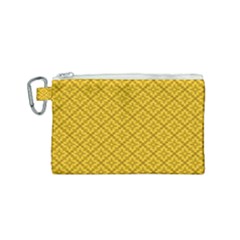 Yellow Floral Pattern Vintage Pattern, Yellow Background, Canvas Cosmetic Bag (small) by nateshop