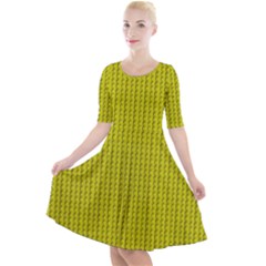 Yellow Lego Texture Macro, Yellow Dots Background Quarter Sleeve A-line Dress by nateshop