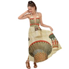 Egyptian Architecture Column Backless Maxi Beach Dress by Proyonanggan