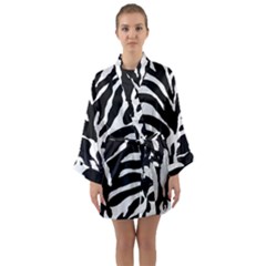 Zebra-black White Long Sleeve Satin Kimono by nateshop