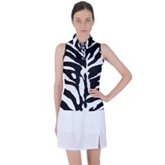 Zebra-black White Women s Sleeveless Polo T-shirt by nateshop