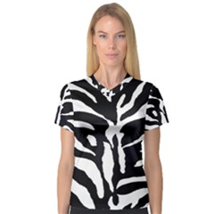 Zebra-black White V-neck Sport Mesh T-shirt
