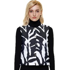 Zebra-black White Women s Button Up Puffer Vest by nateshop