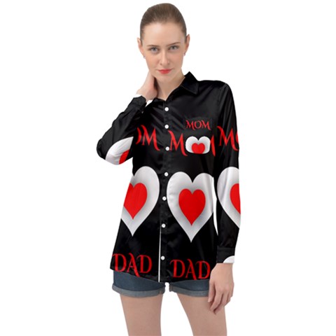 Mom And Dad, Father, Feeling, I Love You, Love Long Sleeve Satin Shirt by nateshop