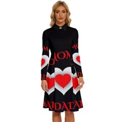Mom And Dad, Father, Feeling, I Love You, Love Long Sleeve Shirt Collar A-line Dress by nateshop