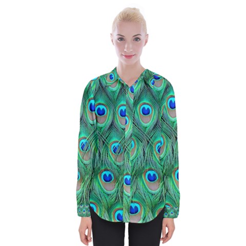 Peacock Feathers, Bonito, Bird, Blue, Colorful, Feathers Womens Long Sleeve Shirt by nateshop
