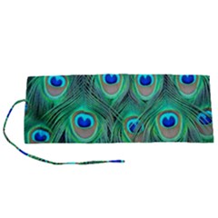 Peacock Feathers, Bonito, Bird, Blue, Colorful, Feathers Roll Up Canvas Pencil Holder (s) by nateshop