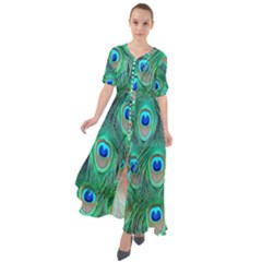 Peacock Feathers, Bonito, Bird, Blue, Colorful, Feathers Waist Tie Boho Maxi Dress by nateshop