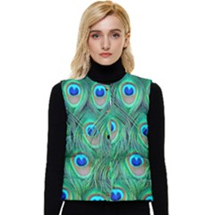Peacock Feathers, Bonito, Bird, Blue, Colorful, Feathers Women s Button Up Puffer Vest by nateshop