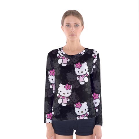 Hello Kitty, Pattern, Supreme Women s Long Sleeve T-shirt by nateshop