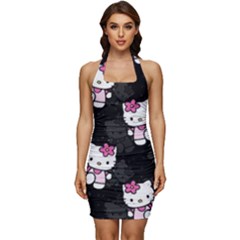 Hello Kitty, Pattern, Supreme Sleeveless Wide Square Neckline Ruched Bodycon Dress by nateshop