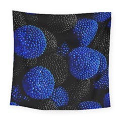 Berry, One,berry Blue Black Square Tapestry (large) by nateshop