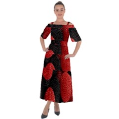 Berry,curved, Edge, Shoulder Straps Boho Maxi Dress  by nateshop