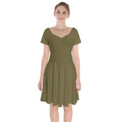 Brown, Color, Background, Monochrome, Minimalism Short Sleeve Bardot Dress by nateshop