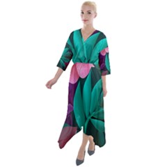 Eaves, Mate, Pink, Purple, Stock Wall Quarter Sleeve Wrap Front Maxi Dress by nateshop