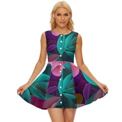 Eaves, Mate, Pink, Purple, Stock Wall Sleeveless Button Up Dress by nateshop