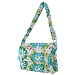 Mazipoodles Love Flowers - Olive Teal Green Purple White-  Full Print Messenger Bag (m) by Mazipoodles