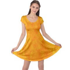 Background-yellow Cap Sleeve Dress by nateshop
