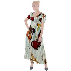 Butterfly-love Button Up Short Sleeve Maxi Dress by nateshop