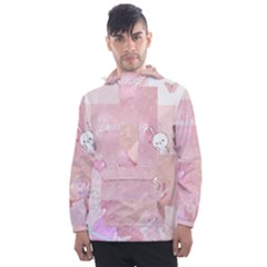 Pink Aesthetic, Clouds, Cute, Glitter, Hello Kitty, Pastel, Soft Men s Front Pocket Pullover Windbreaker by nateshop