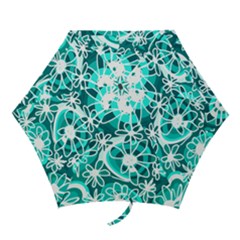 Mazipoodles Love Flowers - Dark Teal Turquoise White Mini Folding Umbrellas by Mazipoodles