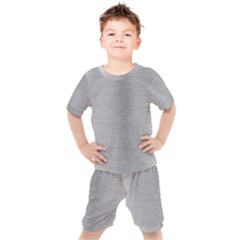 Aluminum Textures, Horizontal Metal Texture, Gray Metal Plate Kids  T-shirt And Shorts Set by nateshop