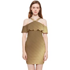 Gold, Golden Background ,aesthetic Shoulder Frill Bodycon Summer Dress by nateshop
