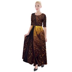 Gold, Golden Background Half Sleeves Maxi Dress by nateshop