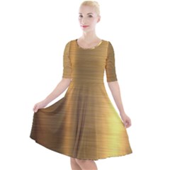 Golden Textures Polished Metal Plate, Metal Textures Quarter Sleeve A-line Dress by nateshop