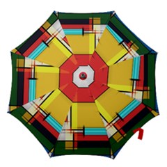 Multicolored Retro Abstraction%2 Hook Handle Umbrellas (small) by nateshop