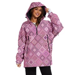 Pink Retro Texture With Rhombus, Retro Backgrounds Women s Ski And Snowboard Jacket by nateshop