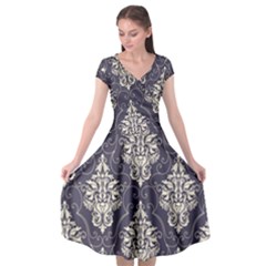 Vintage Texture, Floral Retro Background, Patterns, Cap Sleeve Wrap Front Dress by nateshop