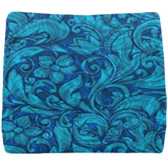 Blue Floral Pattern Texture, Floral Ornaments Texture Seat Cushion by nateshop