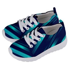 Blue Neon Lines, Blue Background, Abstract Background Kids  Lightweight Sports Shoes by nateshop