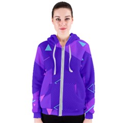 Purple Geometric Abstraction, Purple Neon Background Women s Zipper Hoodie by nateshop