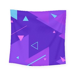 Purple Geometric Abstraction, Purple Neon Background Square Tapestry (small) by nateshop