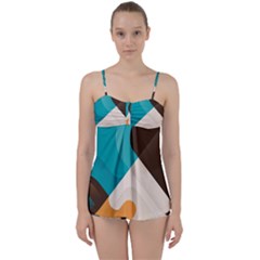 Retro Colored Abstraction Background, Creative Retro Babydoll Tankini Set by nateshop