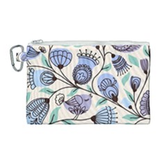 Retro Texture With Birds Canvas Cosmetic Bag (large) by nateshop