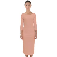 Peach Fuzz 2024 Quarter Sleeve Midi Bodycon Dress by dressshop