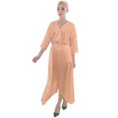 Peach Fuzz 2024 Quarter Sleeve Wrap Front Maxi Dress by dressshop