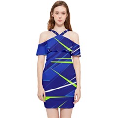 Abstract Lightings, Grunge Art, Geometric Backgrounds Shoulder Frill Bodycon Summer Dress by nateshop