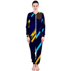 Blue Background Geometric Abstrac Onepiece Jumpsuit (ladies) by nateshop