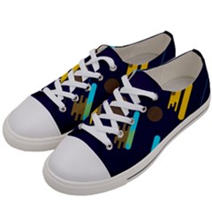 Blue Background Geometric Abstrac Men s Low Top Canvas Sneakers by nateshop